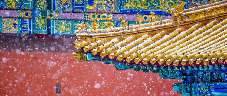 beautiful snow scenery at the Forbidden City