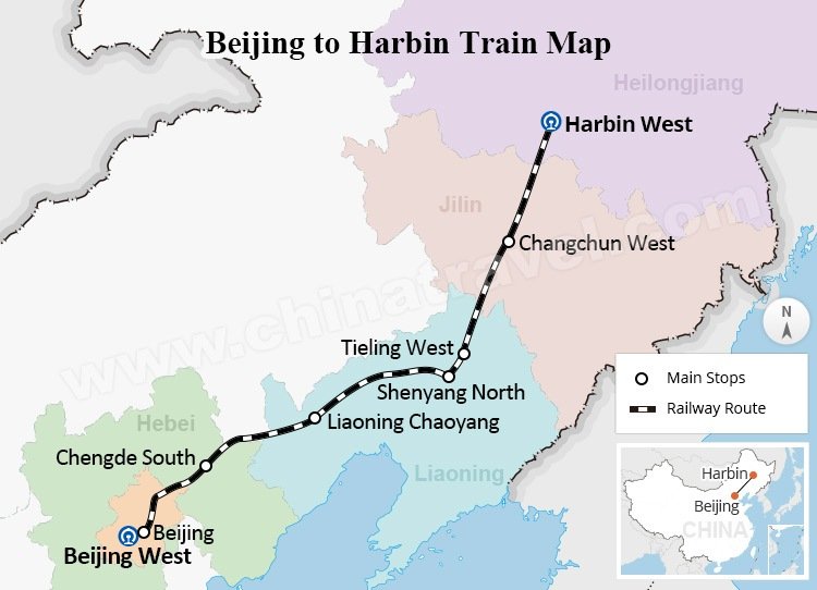 Beijing to Harbin train map