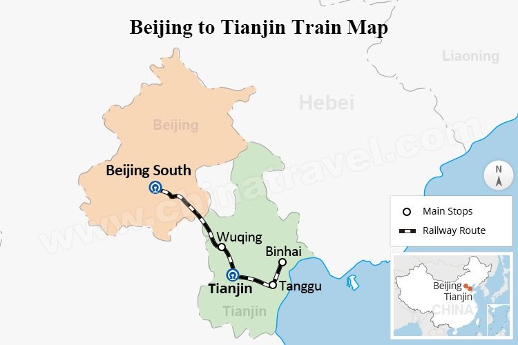 Beijing to Tianjin train map