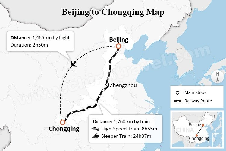 Beijing to Chongqing Map