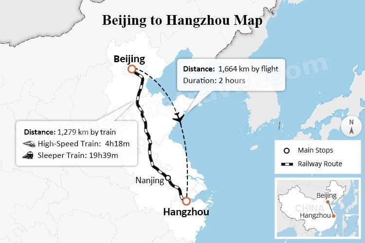 Beijing to Hangzhou Map