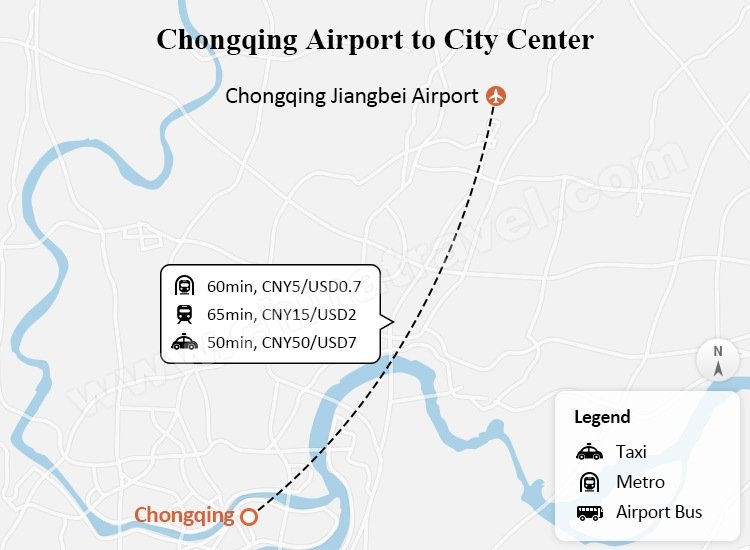 chongqing airport to city center transportation