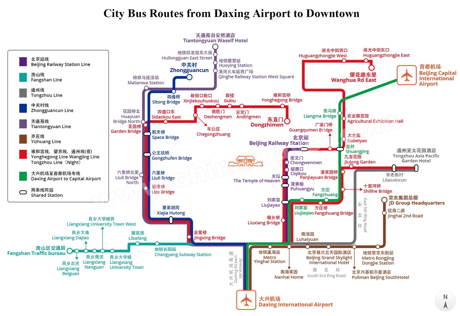 Beijing Daxing Airport to City Center Map