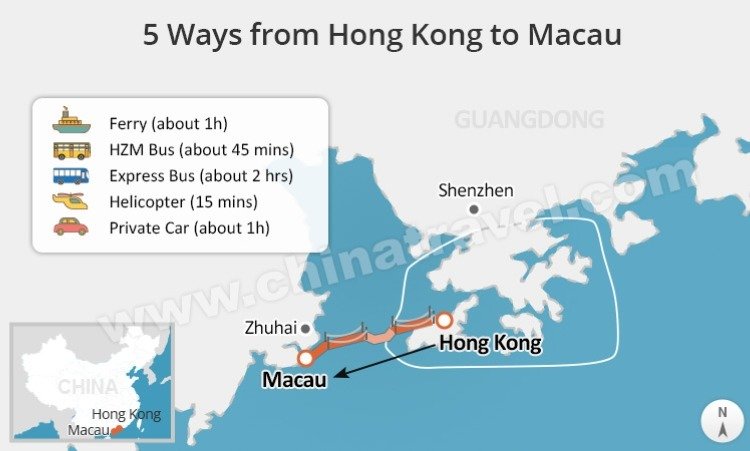 Hong Kong to Macau Transpotation Map