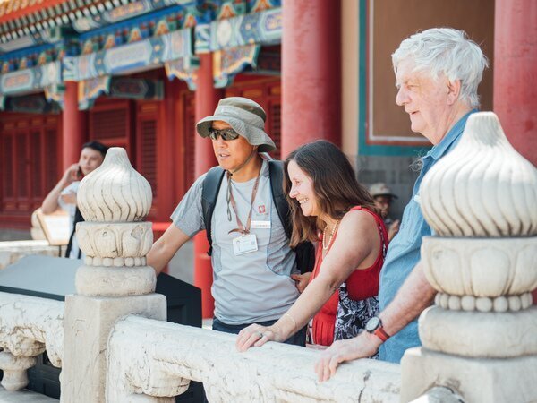 Our private guide sharing stories about the Forbidden City with our guests.