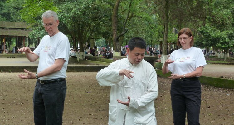 Our guests are learning Tai Chi in Yangshuo.