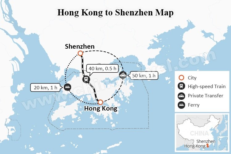 Hong Kong to Shenzhen Map
