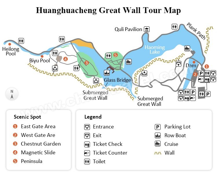 Huanghuacheng Great Wall Tour Map