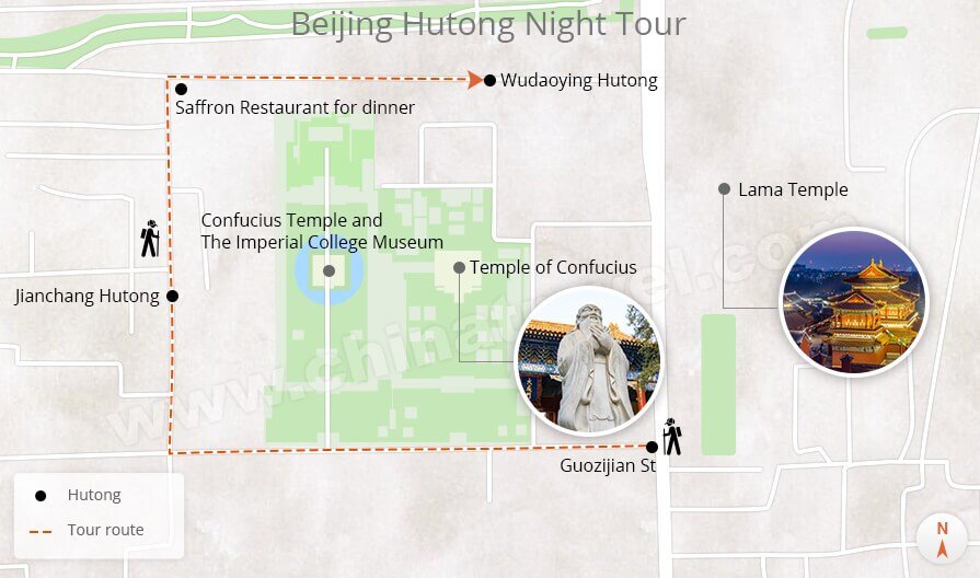 Beijing Hutong Night Tour Map