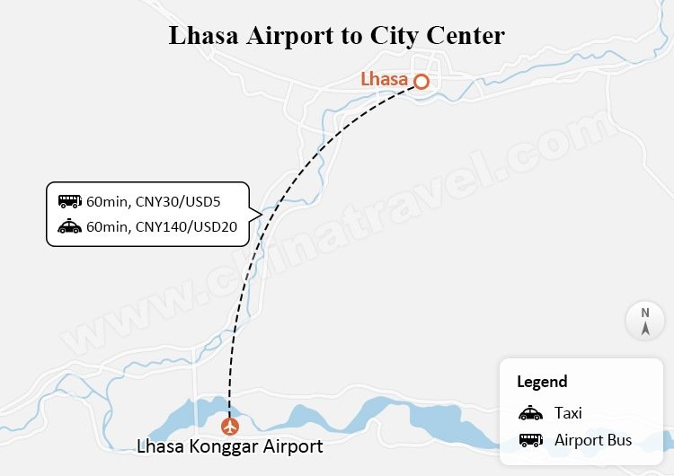 lhasa airport to city center transportation