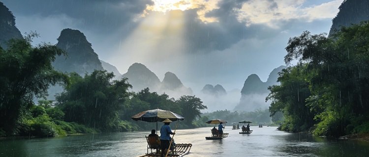 Sun and rain in Guilin in June