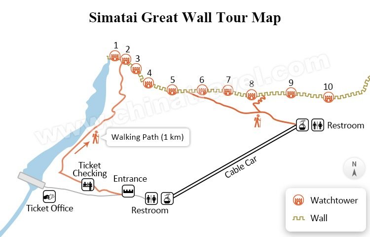 Simatai Great Wall Tour Map