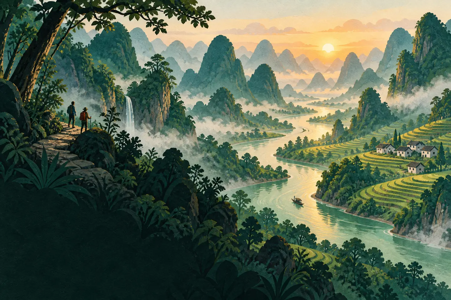 Original illustrated planning visual for the Stone Forest visitor guide