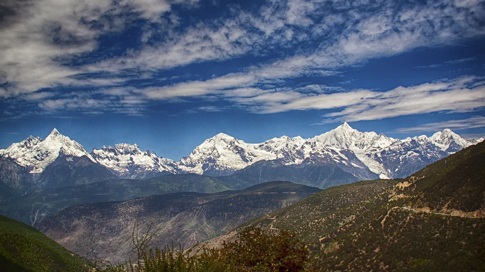 Kawagebo peak in the Meili Snow Mountains seen from Deqin County