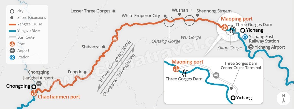 yangtze cruise map