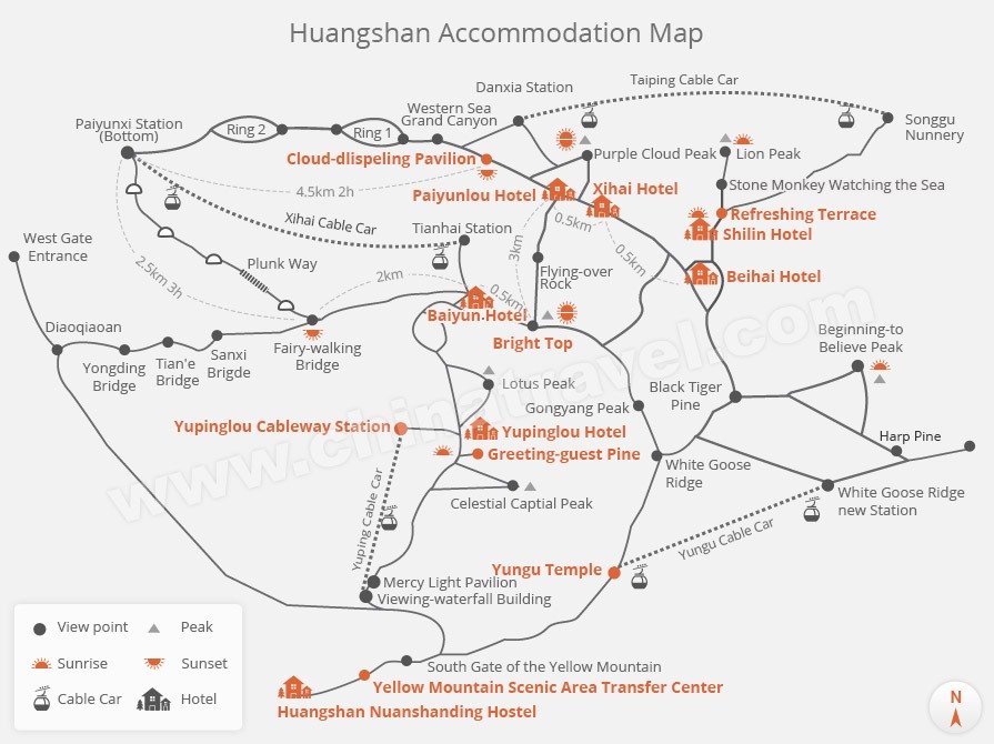 Yellow Mountain Accommodation Map